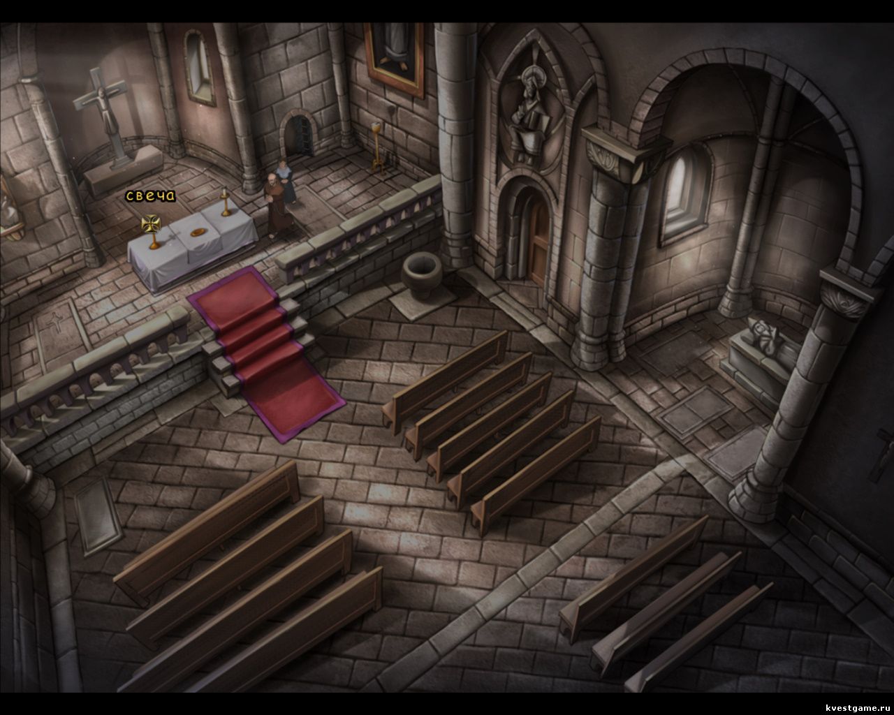 Screenshot из игры Murder in the Abbey - локация Алтарь в церкви (глава 2)