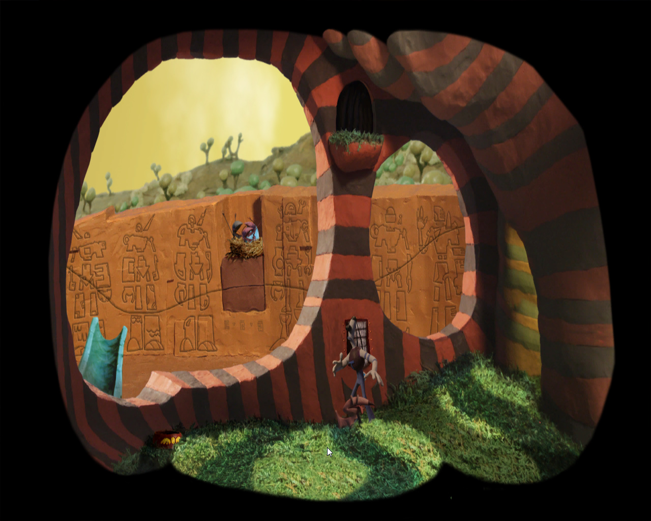 Screenshot из игры Armikrog - локация комната с пушкой (башня 3)