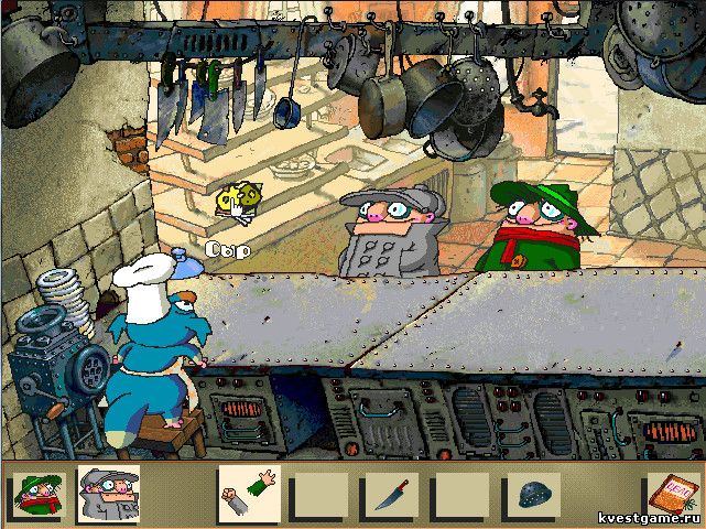 Screenshot из игры Братья Пилоты. Дело о серийном маньяке - локация На кухне Сумо (уровень 1)