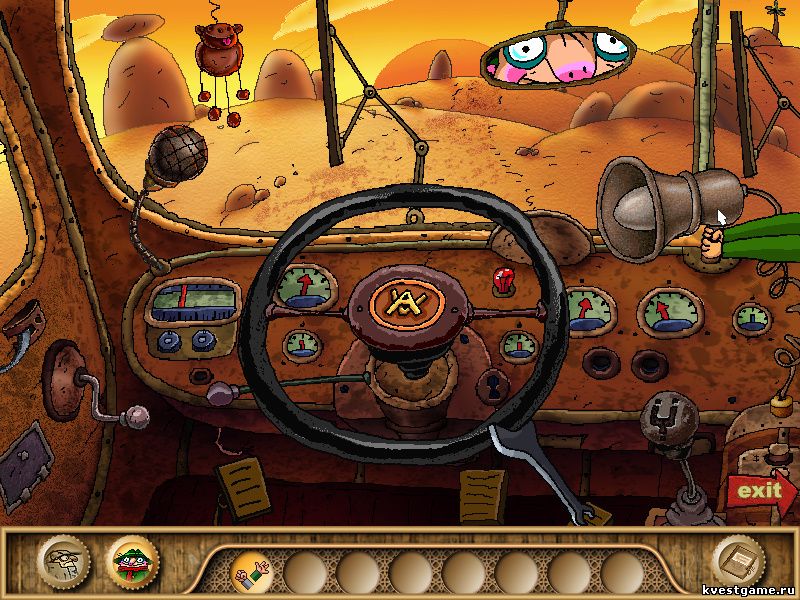 Screenshot из игры Братья Пилоты. Обратная сторона Земли - локация За рулем автобуса (уровень 17)