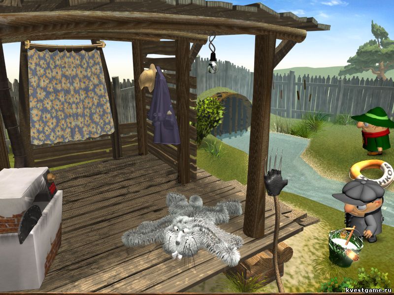Screenshot из игры Братья Пилоты 3D. Дело об огородных вредителях - локация Беседка (Огород)