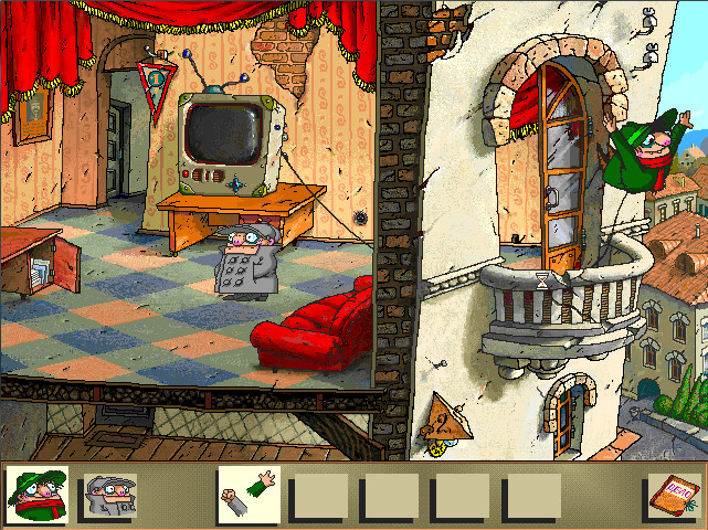 Screenshot из игры Братья Пилоты. По следам полосатого слона - локация Комната в отеле (уровень 8)