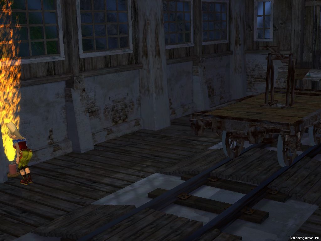 Screenshot из игры Петька 8 - локация в железнодорожном ангаре (уровень 1)