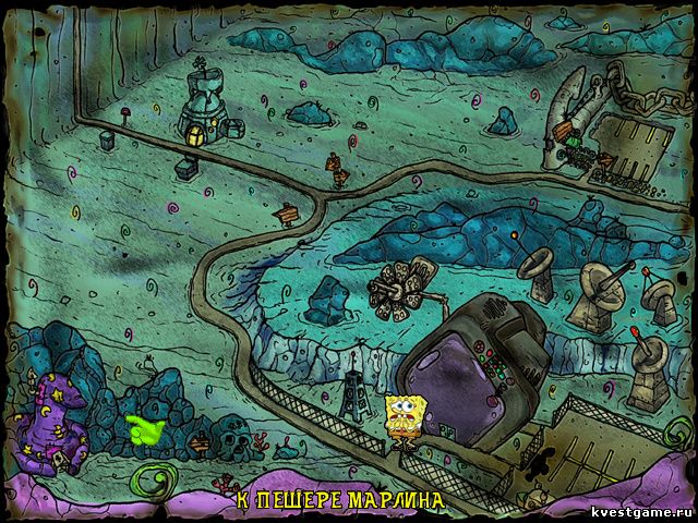 Screenshot из игры Губка Боб: Работник месяца - карта локаций (уровень 2)