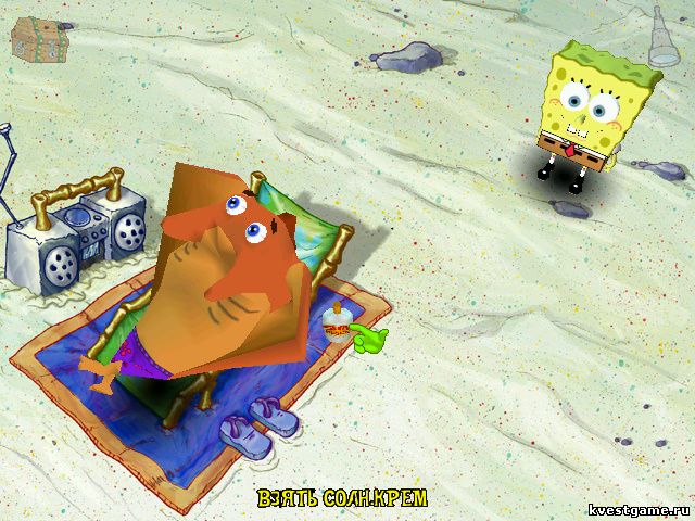 Screenshot из игры Губка Боб: Работник месяца - локация Пляж в лагуне (уровень 1)