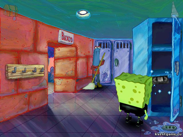 Screenshot из игры Губка Боб: Работник месяца - Локация раздевалка в кислородных родниках (уровень 4)