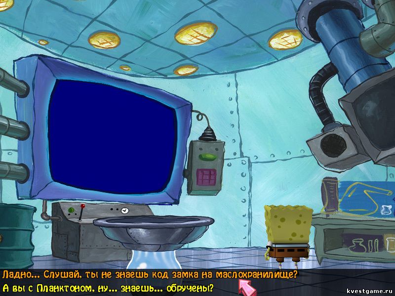 Screenshot из игры Губка Боб: Свет, Камера, Штаны! - локация компьютерная комната (уровень 2)