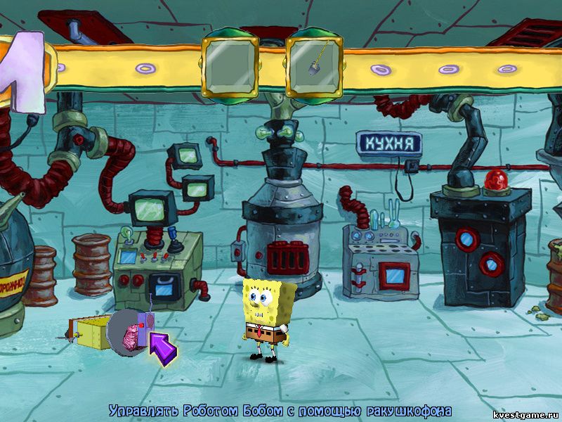СпанжБоб в ведре с приманкой (Sponge Bob Squarepants: Lights, Camera, Pants! (уровень 2))