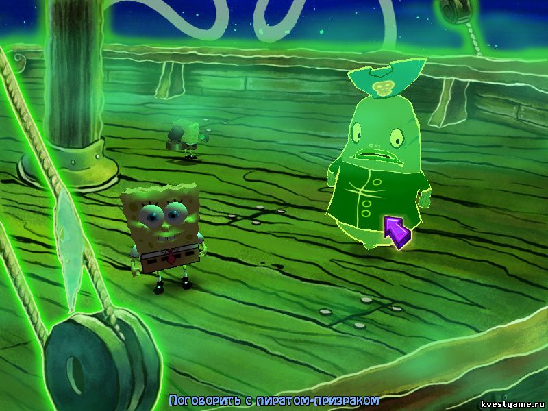 Screenshot из игры Губка Боб: Свет, Камера, Штаны! - локация корабль Летучего голландца (уровень 2)