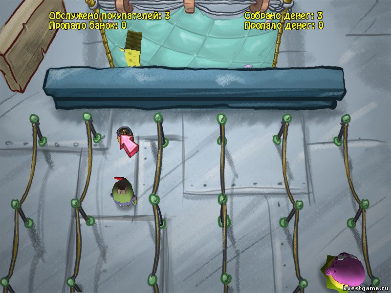 Screenshot из игры Губка Боб: Свет, Камера, Штаны! - мини-игра Нашествие покупателей