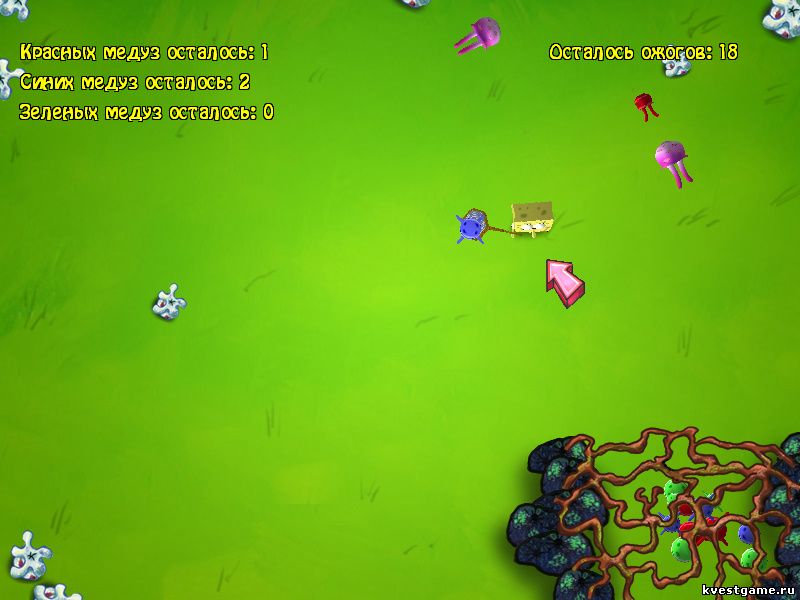 Screenshot из игры Губка Боб: Свет, Камера, Штаны! - мини-игра Медузы в загон!